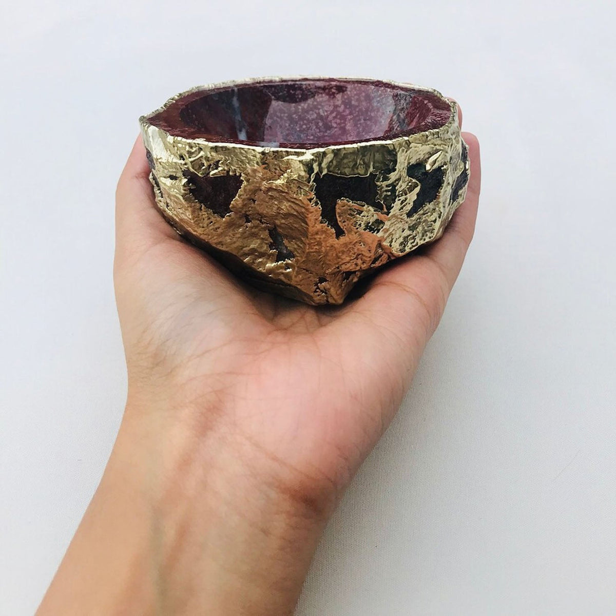 Maroon Red Agate Geode Nut/trinket/Jewelry Bowl