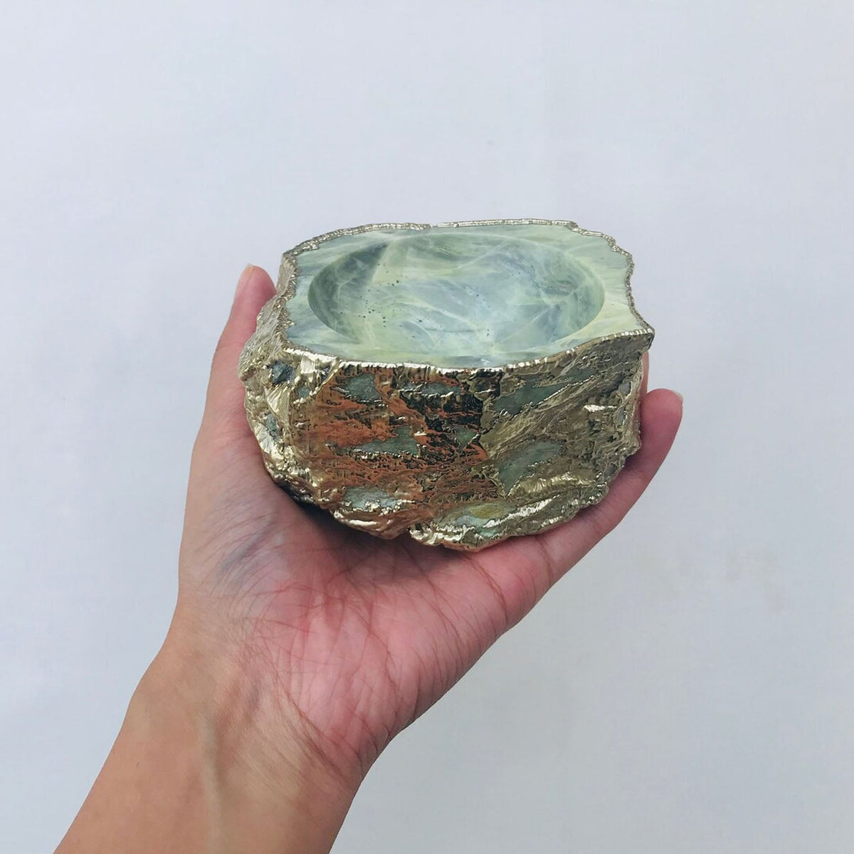 Lime Green Agate Geode Nut/trinket/Jewelry Bowl