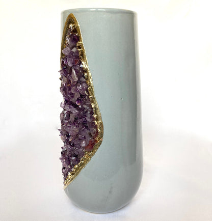 Set of 2 Gray Ceramic Vases