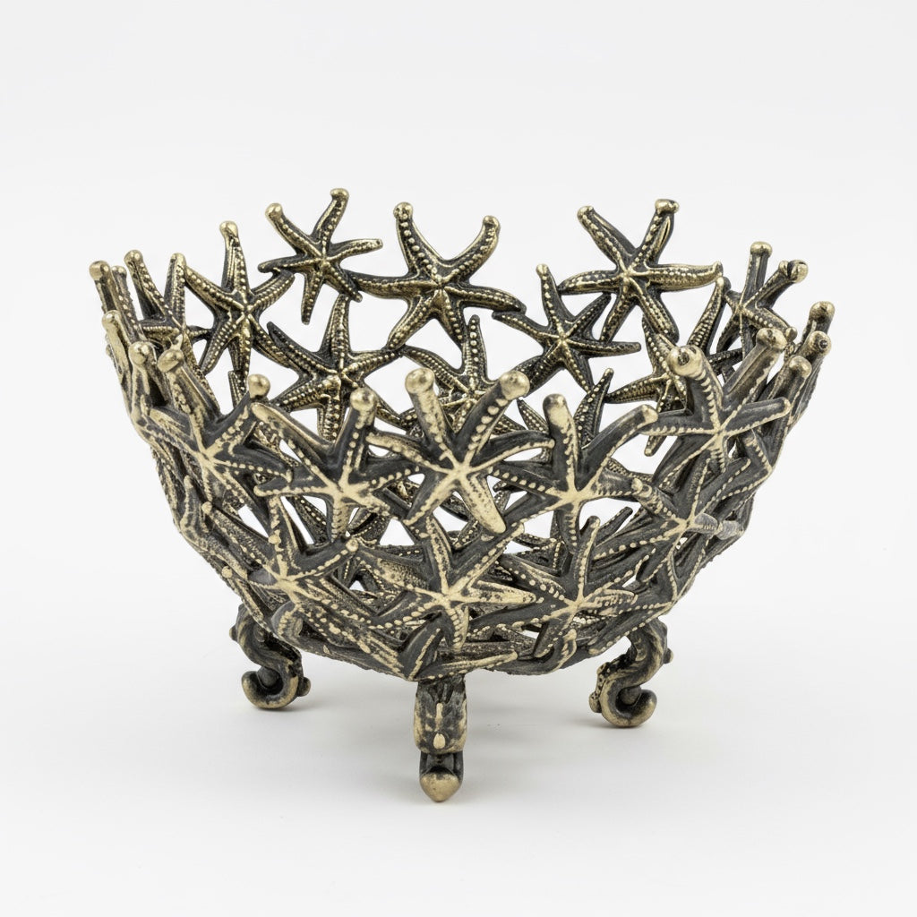 Starfish Bowl - Decorative Serveware | Candy Bowl | Centerpiece | Home Accent | Gold or Antique Finish